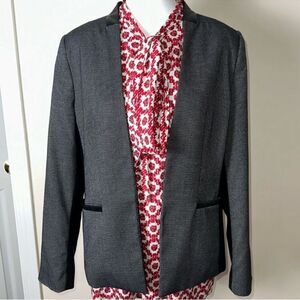 Worthington 10 Black White Faux Leather Combo Proffesional Blazer Jacket